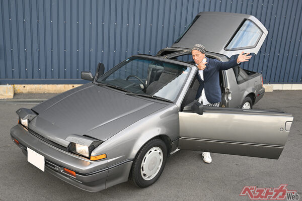 日産 エクサ キャノピー（1986〜1990年）中古相場：150万～380万円。前は180SXで後ろはデロリアン……このちぐはぐモンタージュ感がたまらない!?