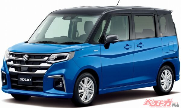 スズキ「ソリオ」。2025年1月には一部仕様変更が実施され、フロントマスクを一新。従来型よりも艶やかで堂々としたデザインとなった