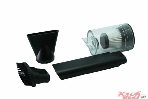 別売りのアタッチメントセット。車内清掃の用途によって使い分けることができる