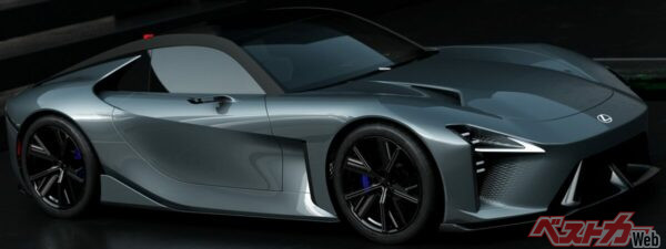 レクサススポーツコンセプトのフロントデザイン。流れるようなボディラインとダイナミックな造形が美しい