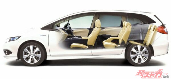 3列目シートは画像のように頭上空間が厳しく緊急用的な位置づけだが、大人4人で使えば居住性や積載性能も充分で優れたワゴンだ