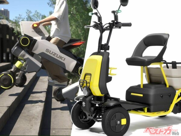 4輪特定小型原付「スズライド2」や四脚モビリティ「モクバ2」など、スズキが作る次世代交通がモビリティーショーに集結！