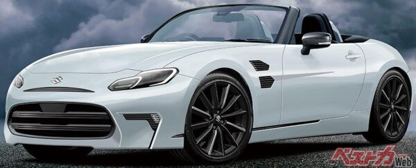 ベストカーによる次期カプチーノの予想CG。ベストカー本誌のスクープによると、軽自動車ではなく、1.3LターボのFRオープンスポーツで開発されているという