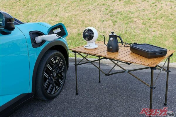 普通充電ポートから1500Wが取り出せる。オートキャンプなどで便利