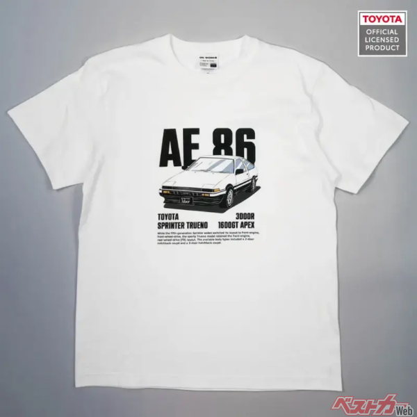 名車をモチーフにしたトヨタ公式ライセンス商品「AE86 トレノ Tシャツ」