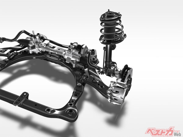 マクファーソンストラット式フロントサスペンション（2025年3月 発売開始時の公式画像より）