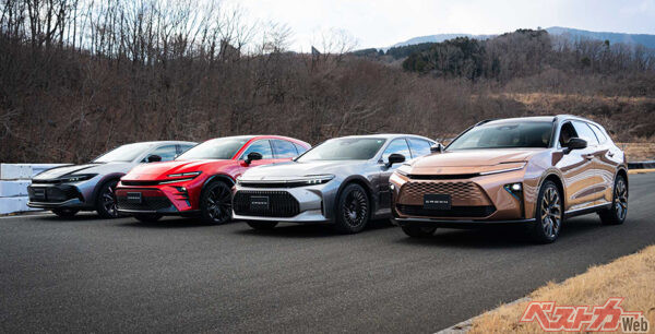 新型クラウン群4モデル（エステートは、プロトタイプ・2025年3月 発売開始時の公式画像より）