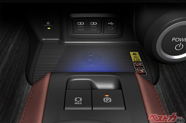 おくだけ充電<sup>*</sup>(2025年6月 一部改良実施および特別仕様車設定時の公式画像より)*「おくだけ充電」は株式会社NTTドコモの登録商標