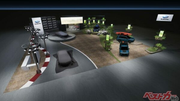 スバルブースがパフォーマンスエリアとアドベンチャーエリアの２テーマ