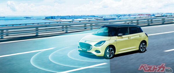 スズキ セーフティ サポート（作動イメージ）（2023年12月 発売開始発表時の公式画像より）