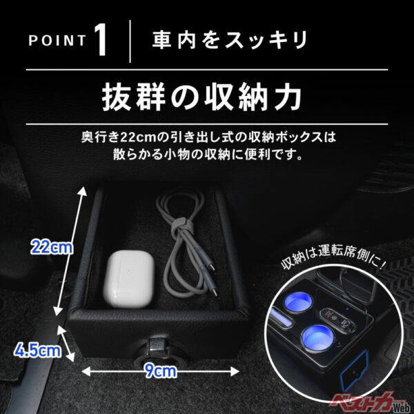 なんとこの収納、運転席側についているのだ