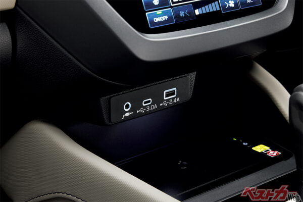 前席USB電源（2ヶ）（2025年4月 フルモデルチェンジ発表時の公式画像より）