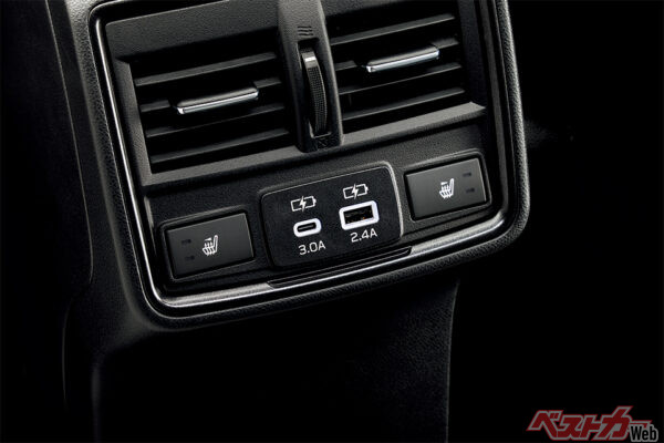 後席USB電源（2ヶ）（2025年4月 フルモデルチェンジ発表時の公式画像より）