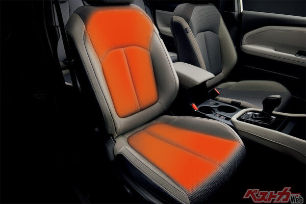 シートヒーター（運転席＋助手席、後席左右）（2025年4月 フルモデルチェンジ発表時の公式画像より）