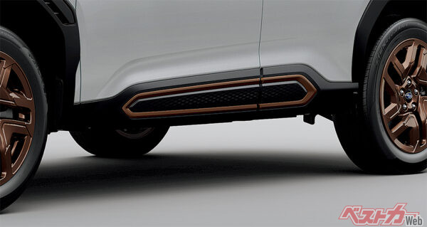 SPORT / SPORT EX サイドクラッディング ブロンズ塗装加飾付（2025年4月 フルモデルチェンジ発表時の公式画像より）