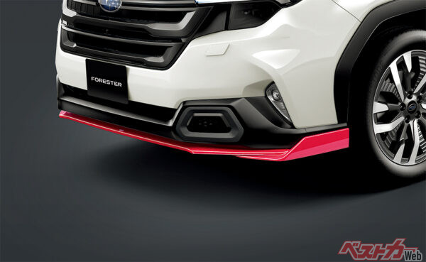 STI フロントアンダースポイラー（チェリーレッド）（2025年4月 フルモデルチェンジ発表時の公式画像より）