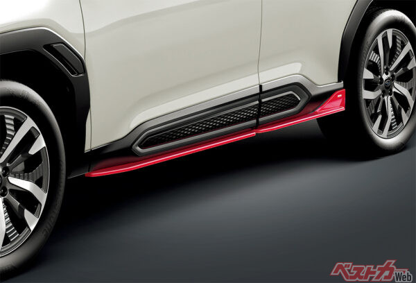 STI サイドアンダースポイラー（チェリーレッド）（2025年4月 フルモデルチェンジ発表時の公式画像より）