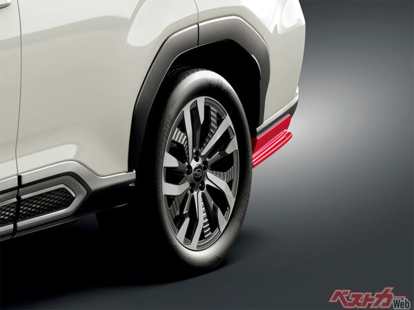 STI リアサイドアンダースポイラー（チェリーレッド）（2025年4月 フルモデルチェンジ発表時の公式画像より）