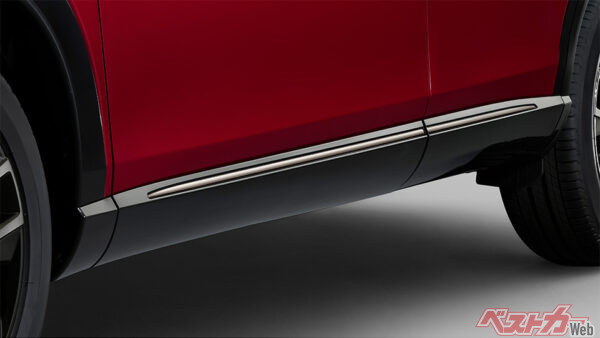 e:HEV RS専用エクステリア ドアロアーガーニッシュ（ダーククローム）（2025年10月 新グレード設定時の公式画像より）