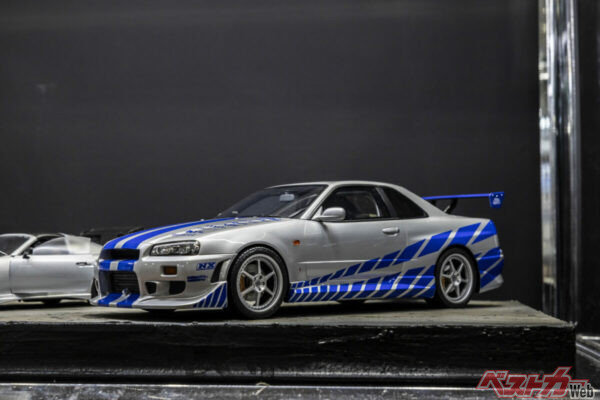 展示された3台のうち唯一ボディカラーが施されていた1/12 Nissan Skyline GT-R。ワイルド・スピード X2で主人公であるブライアン・オコナーの愛車として登場した