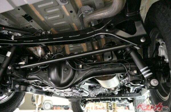 ランクルFJは操舵性を決めるフロントに耐衝撃性に優れたダブルウィッシュボーン式、リアはリジットアクスル式サスペンションを採用