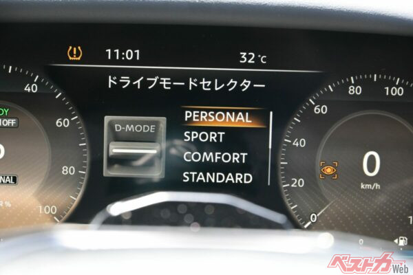 ドライブセレクターは4種！　走りの良さも快適性も味わえる