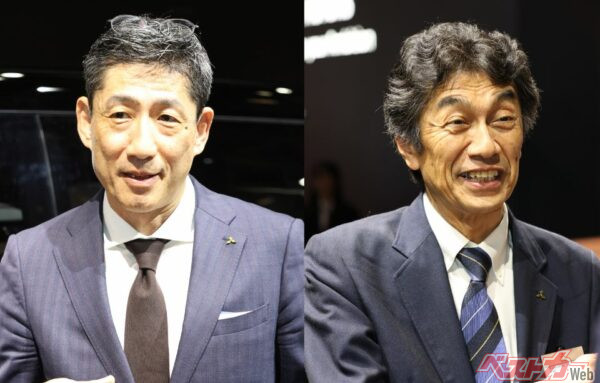 （写真左）渡辺誠二氏（三菱自動車執行役員・デザイン本部長）と（写真右）澤瀬薫氏（三菱自動車開発フェロー）