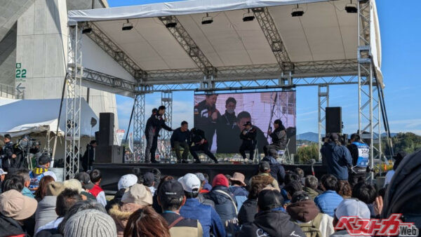 昨年は中嶋副社長も参加し、新型セリカについて熱く語っていただいたのだ(写真はラリージャパン2024のトークショー)