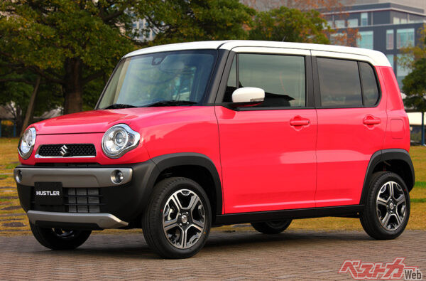 現在の四角グルマの主役 スズキハスラー(初代)。開発陣は勇気を振り絞って世に送り出したというハスラー。軽の“新ジャンル”を築いた感じ