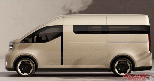 ハイエースコンセプト。ドアパネル後端に黒い帯が走る