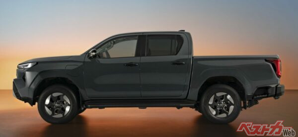 IMVプラットフォームは現行を踏襲。写真はBEV。日本仕様はランクル70や250と同じ2.8Lディーゼルエンジンを搭載する