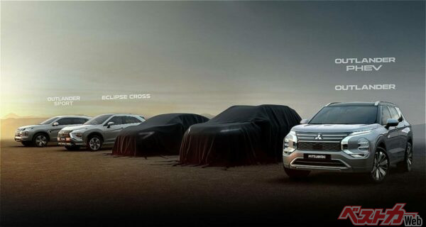 北米三菱の2026年ラインナップ。中央はリーフOEMだがその右はなんだろう？