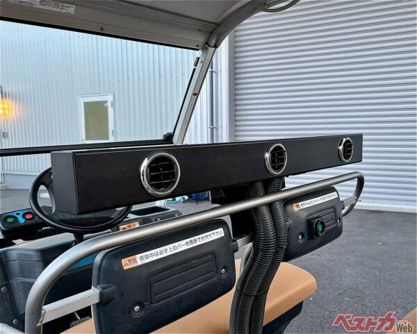 同社はゴルフカート用クーラーも開発済み。カートにこだわる執念がすごい