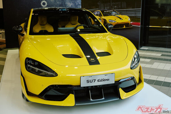 秋葉原に展示されたシャオミ SU7ウルトラ。シャオミは日本進出の可能性が高そう