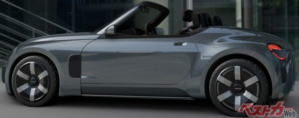 抑揚のある前後フェンダーや、艶のあるボディカラーなど、新世代の軽スポーツに相応しいスタイリッシュなデザインの「K-OPEN」