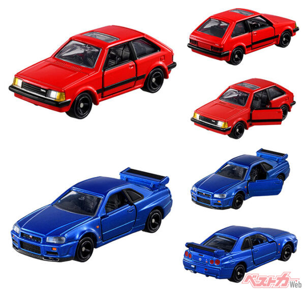 復刻が発表されたファミリア（写真上）とR34スカイラインGT-R（写真下）。「ファンの喜ぶツボ」を押しまくりなセレクト