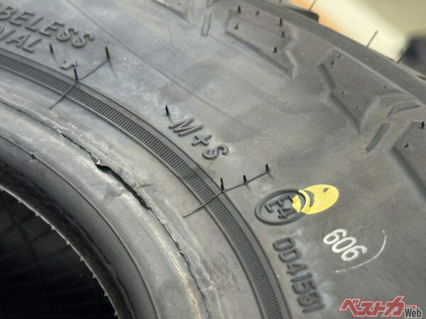 SUV用夏タイヤの中でもオールテレーンやマッドテレーンには“M+S”が打刻されていることが多い