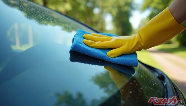 ガラスをきれいにしておくことは、内側は曇り対策に、外側は凍結対策になる。外側はさらに撥水コーティングをしておくと◎（PHOTO：Adobe Stock_Maryna）