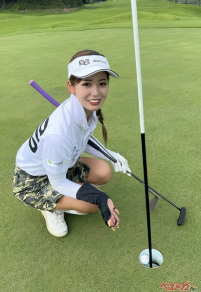 イーグルを記録した(!)際の1枚(ご本人のインスタグラムより)。好きなゴルフコースは「グリーンが速いコース。ラインを読むのが難しく、タッチが微妙なところにワクワクします」