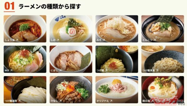 スープの種類はもちろん、麺の太さやつけ麺・汁なしなどのカテゴリも選べる模様!