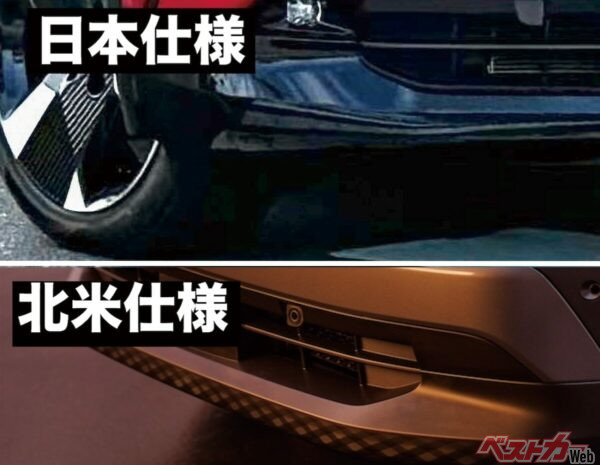 バンパーの意匠は北米仕様とはまったく異なる。樹脂素地のバンパーも素敵なのだが、日本にはラグジュアリーが似合う