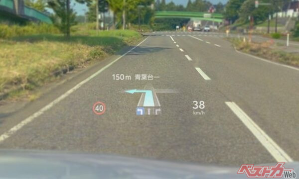 ヘッドアップディスプレイの表示イメージ