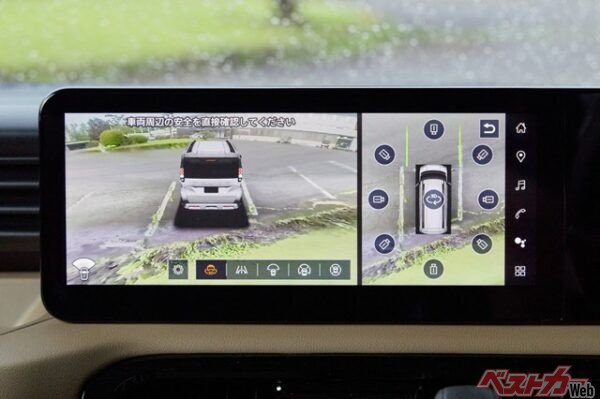 狭い路地でのすれ違いや駐車時にもカメラ機能がアシスト。真上から見下ろすようなモードもあるゾ