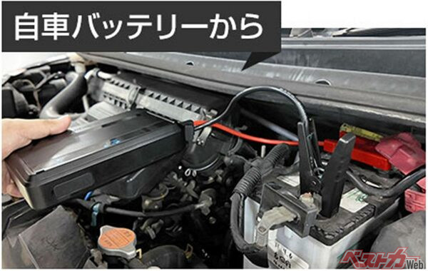 スーパーキャパシタ式スターターは弱ったバッテリーに残った電力を取り込み、昇圧させてスターターモーターを動かすもの