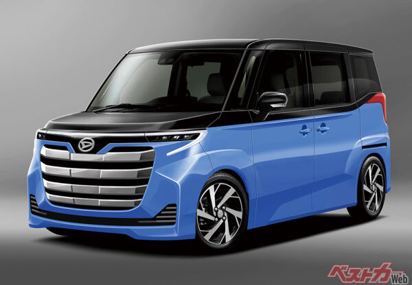 2026年秋デビューのトヨタ ルーミー／ダイハツ トール。アルファードっぽい大型グリルなどによりフロントマスクの質感アップ（ベストカー編集部作成の予想CG）