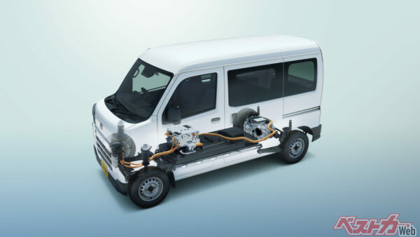 後輪の軸上にあるのがeアクスル