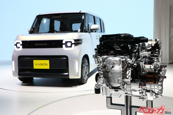 2025年ジャパンモビリティショーで公開された軽のストロングハイブリッドk-vision。今後その比率は伸びていくことになる