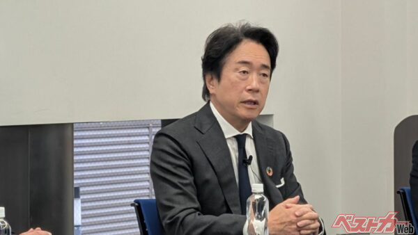 マツダ毛籠社長（自工会理事）も説明会に出席。理事が会見に出席するのは異例だが、今回「危機感」を共有するため、メディアに向けて説明した