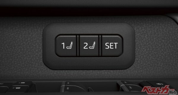 ランクル250の運転席シートポジションメモリー。これが中間グレードであるVXにも採用されるとのこと