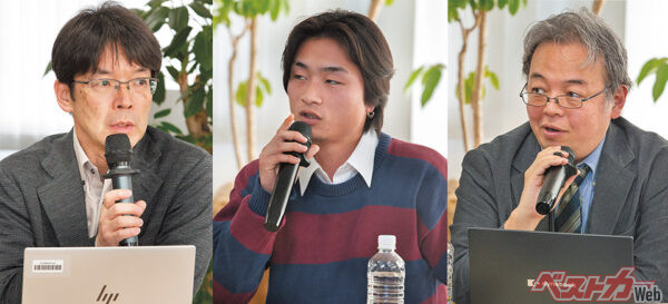 京都モビリティ会議2026登壇者／日産自動車木村健氏、成城大学自動車部板倉拓寿氏、ベストカー編集局寺崎彰吾